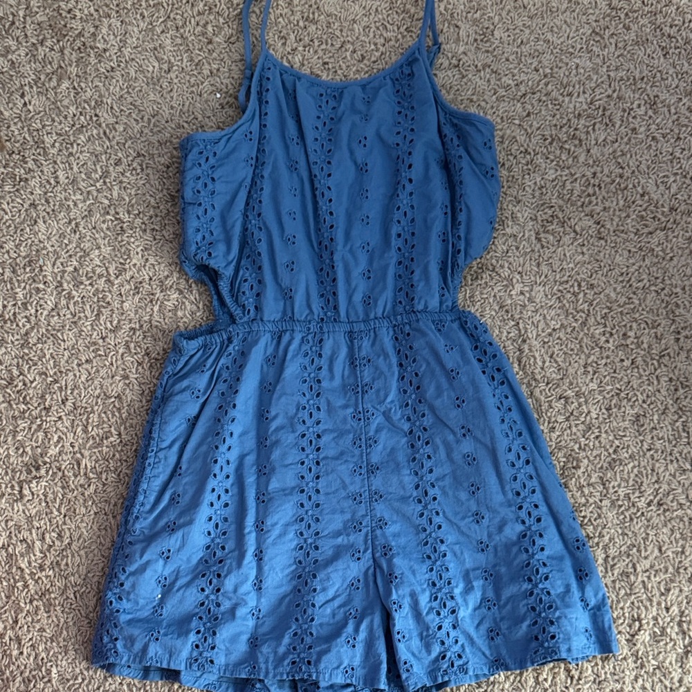 Blue Eyelet Romper